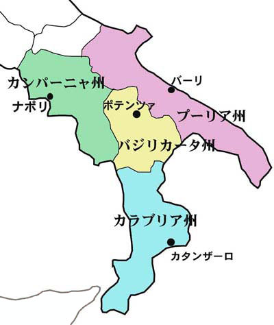 南イタリア　地図