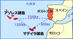 マデイラ・アゾレス諸島地図