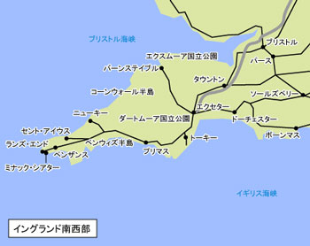 イングランド南西部地方　地図