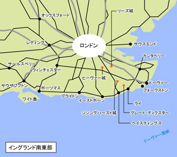 イングランドの南東部地方　地図